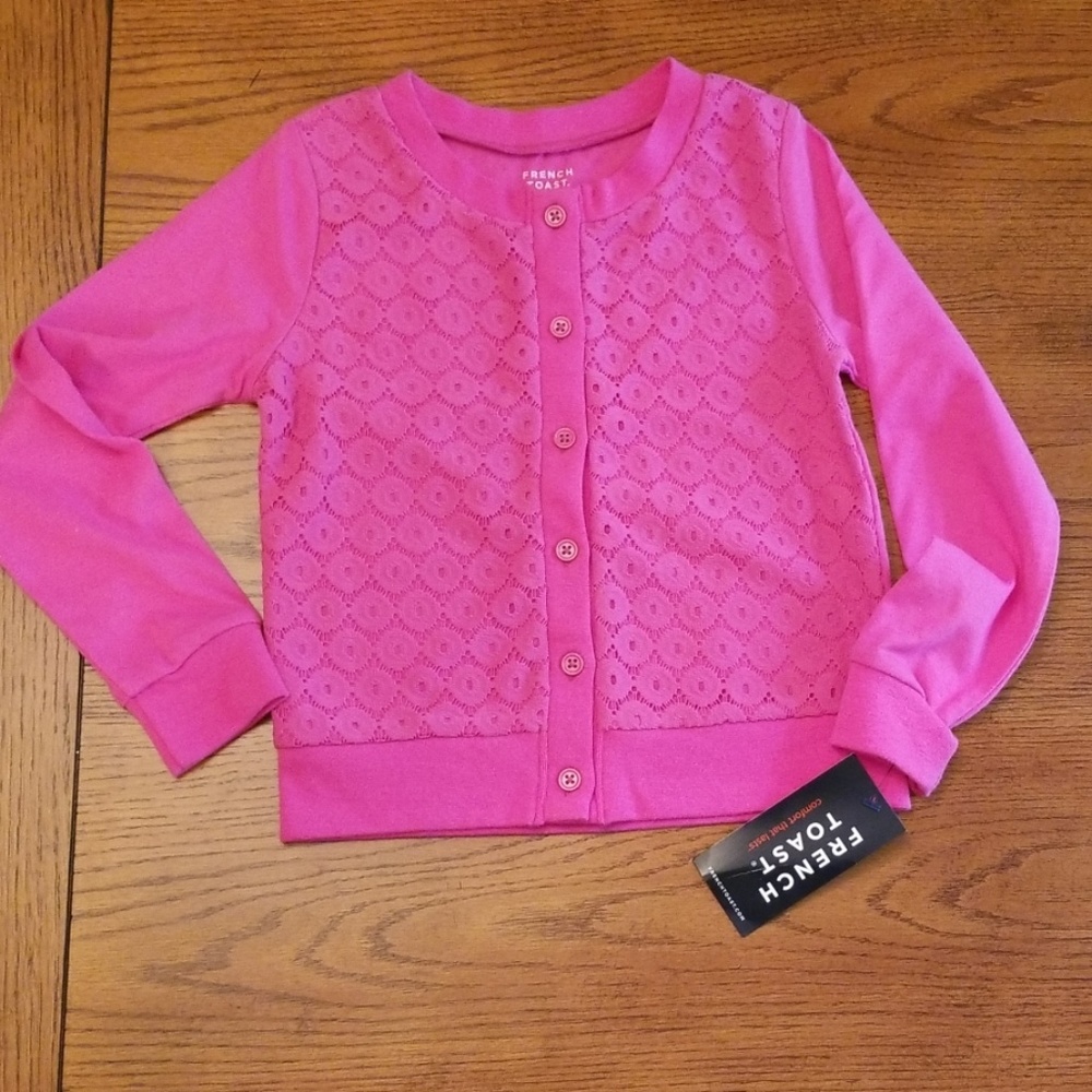 NWT French toast pink cardigan with lace